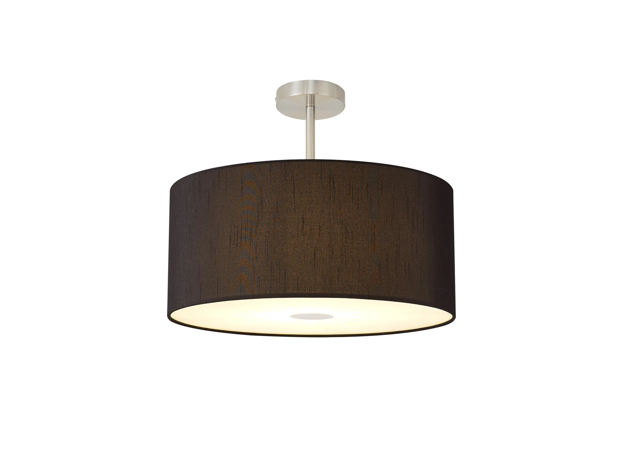 Baymont 50cm Semi Flush 1 Light Satin Nickel, Black, Frosted Diffuser